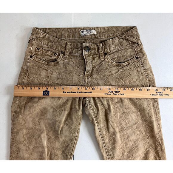 Free People Women's Gold Tan Jacquard Textured Skinny Pants Size 26 - Picture 8 of 11
